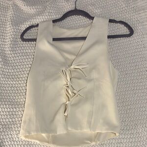 Ivory Lace-Up V-Neck Women's Tank Top